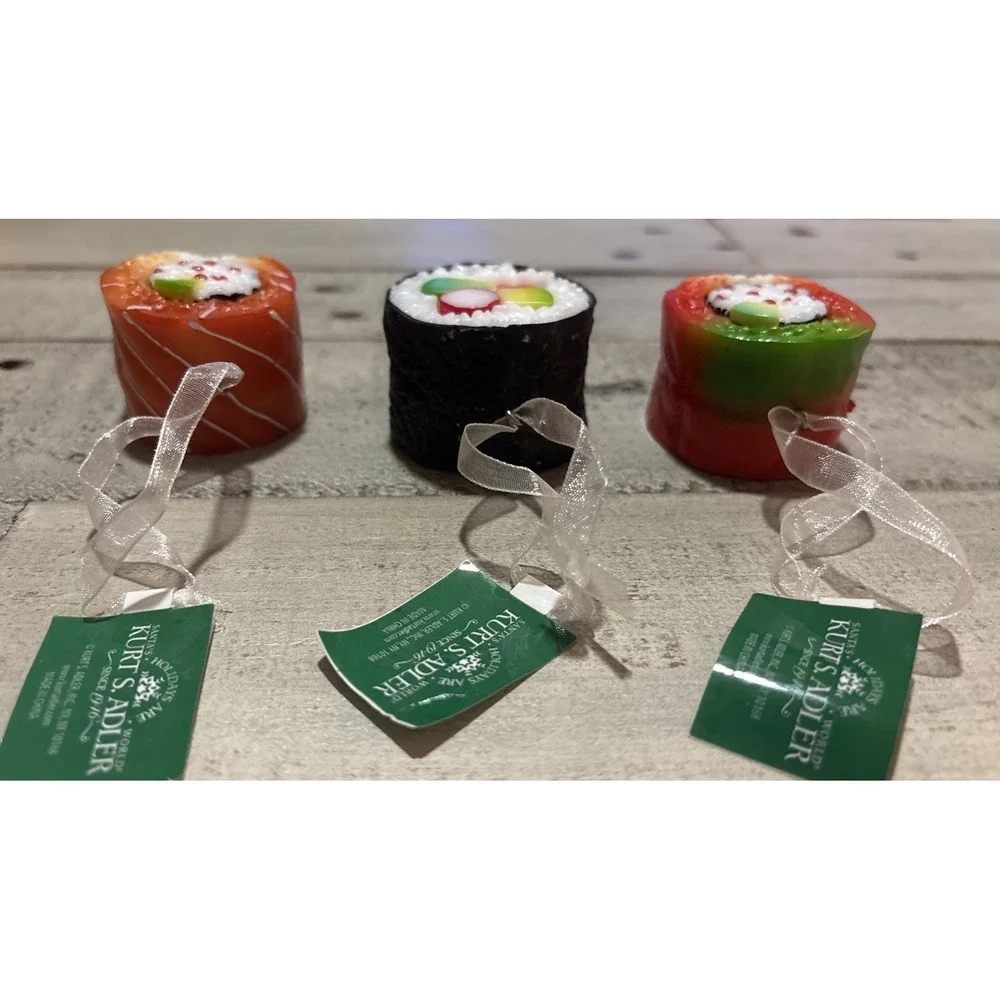 Kurt Adler Holidays‎ Are Santa's World Sushi Plastic Ornaments, Set of 3